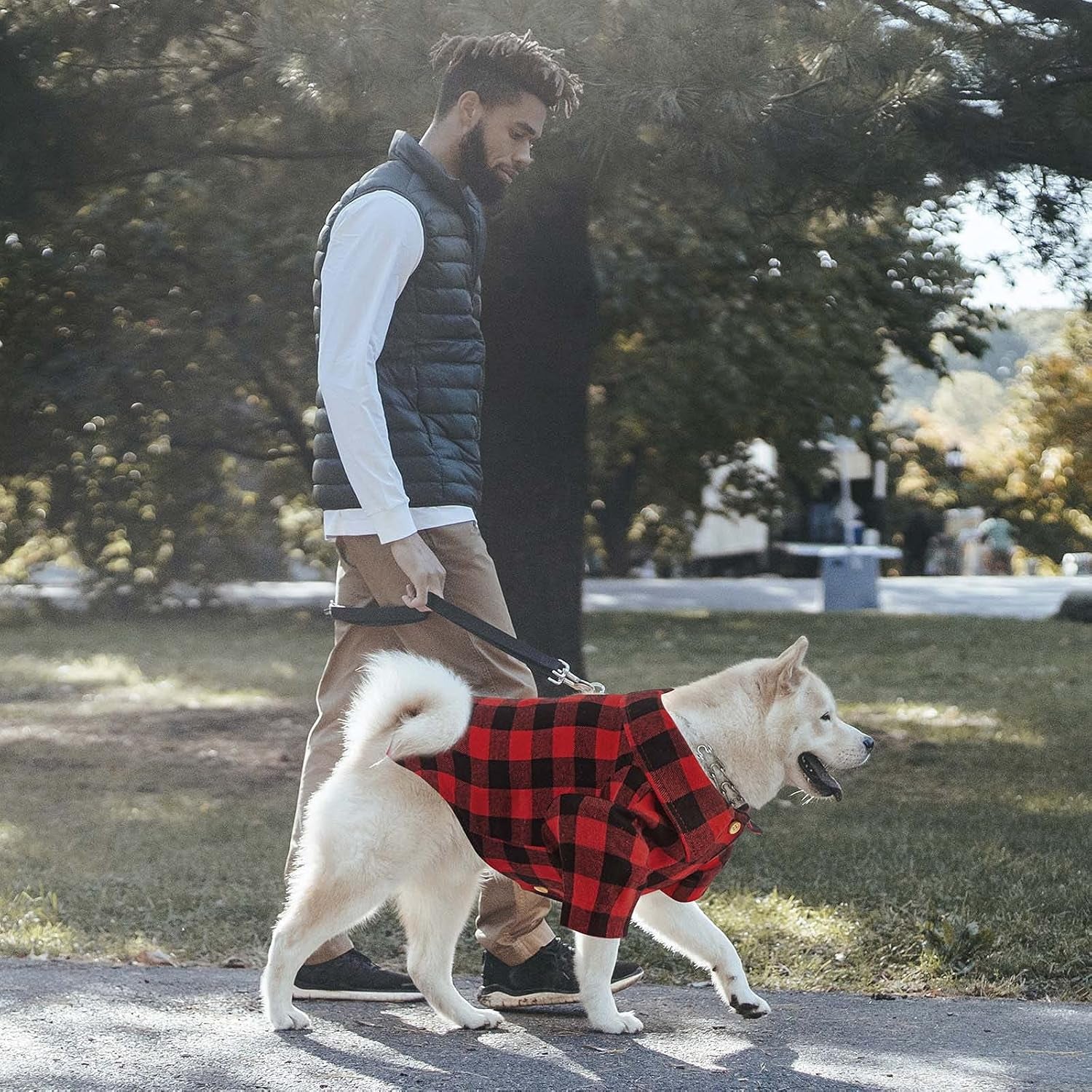 Plaid Dog Shirt Red Buffalo | Soft Casual Pet Clothes for Small Medium Large Dogs & Puppies | Cat Costume Outfit for Thanksgiving Christmas – XL