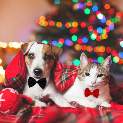 4 Pack Pet Bow Ties Adjustable | Formal Dog Collar & Cat Neck Tie for Small Dogs & Cats | Puppy Grooming Party Costume Accessories – L, Black, Red, Pink, Blue, Gray
